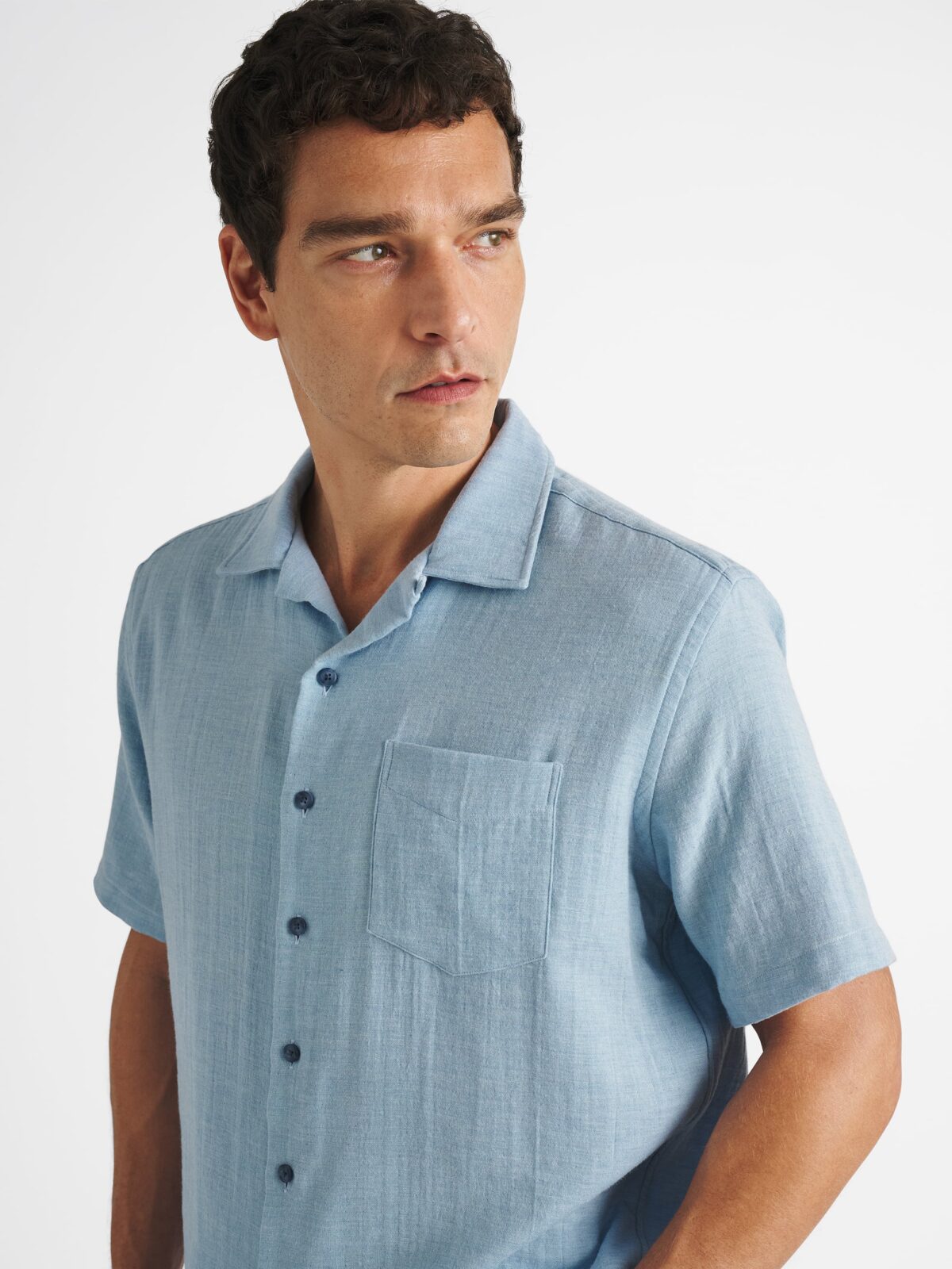The Italian Gauze Camp Shirt in Light Blue