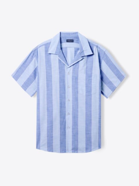 Shop Albini Blue Slub Wide Stripe