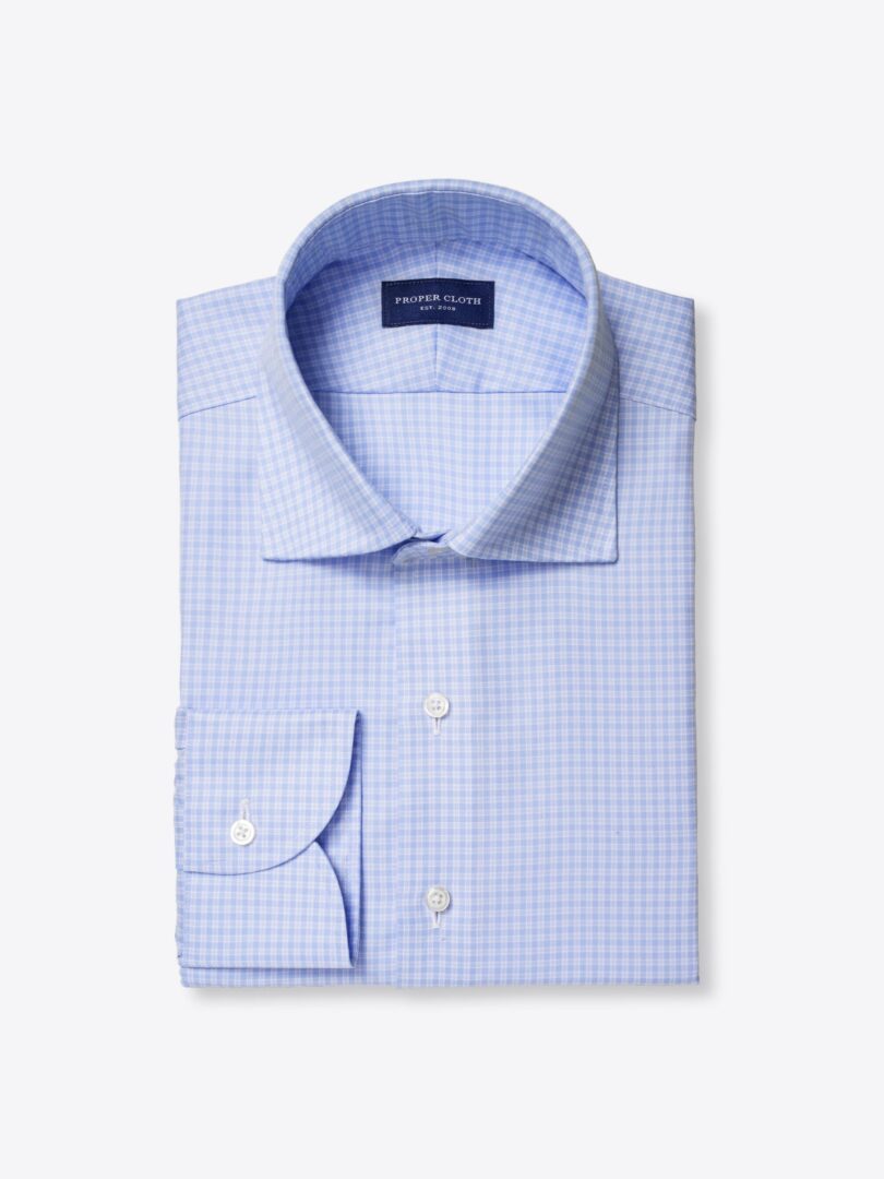 Mayfair Wrinkle-Resistant Light Blue Micro Check 