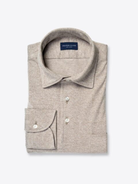Shop Carmel Beige Melange Tencel and Cotton Knit Pique