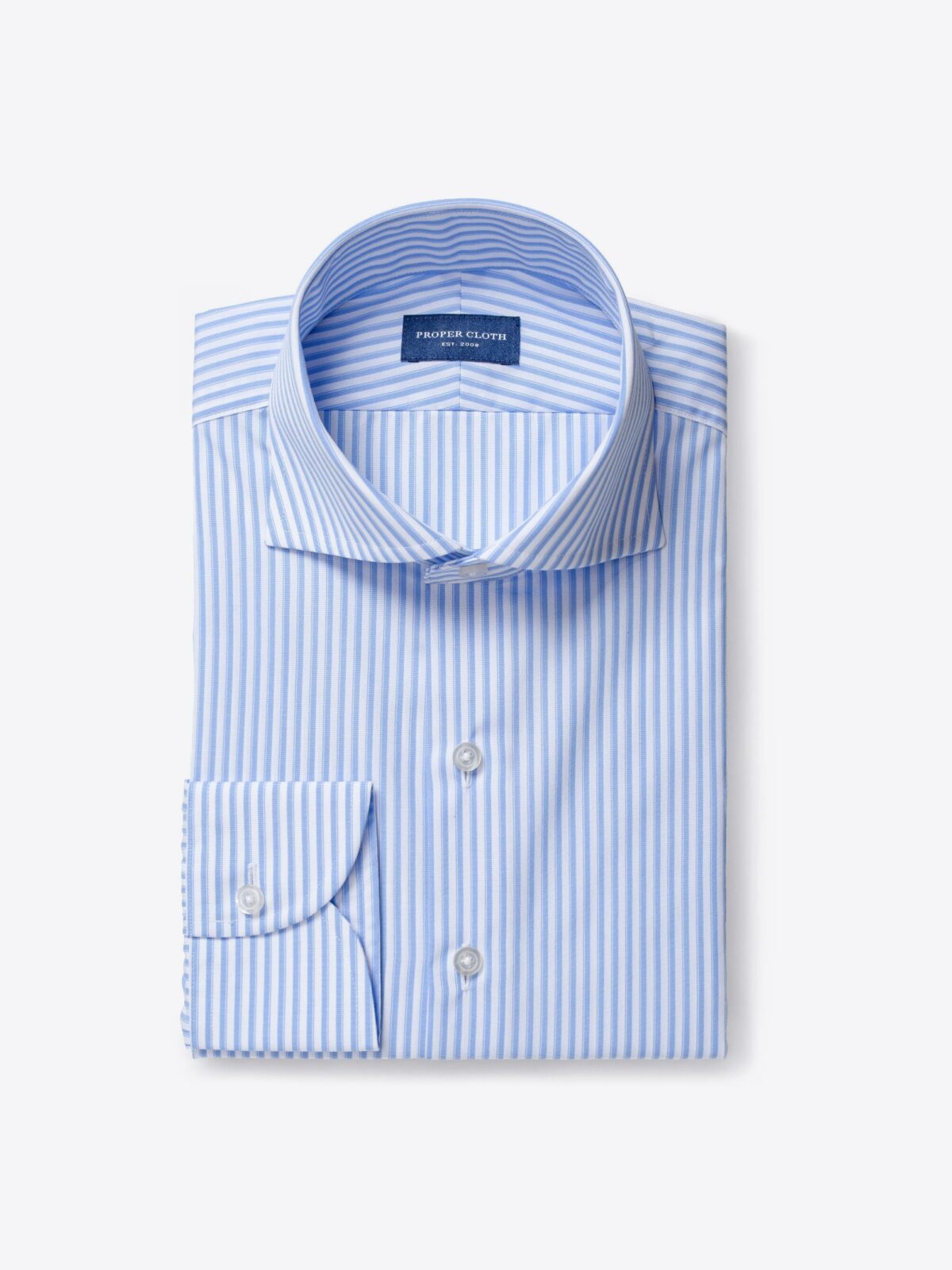 Waverly Light Blue 120s Shadow Stripe Shirt by Proper Cloth
