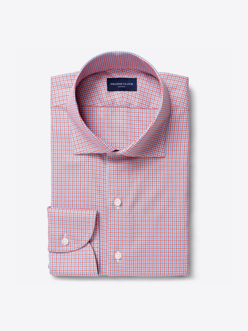 Non-Iron Supima Red and Blue Multi Gingham 