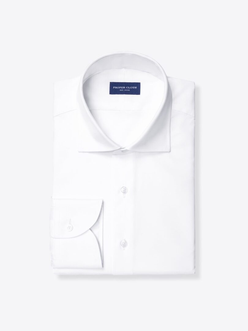 Thomas Mason White 100s Fine Twill Dress Shirt 