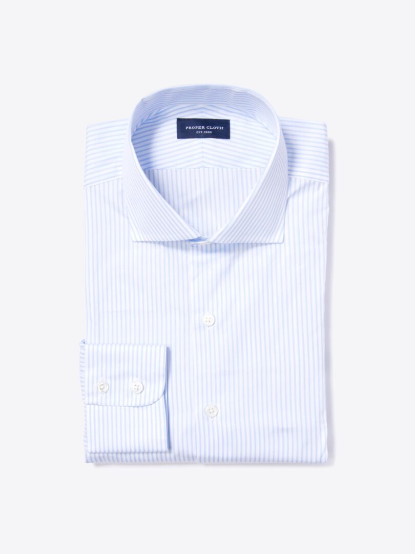 Canclini Light Blue Medium Stripe Fitted Shirt 