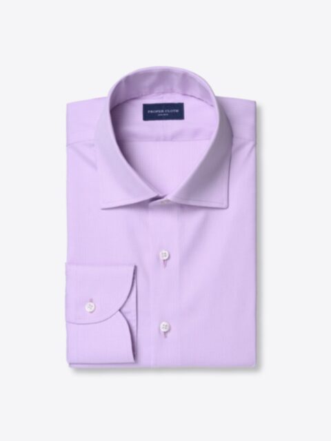Shop Non-Iron Lavender Cotton and Silk Blend Micro Check