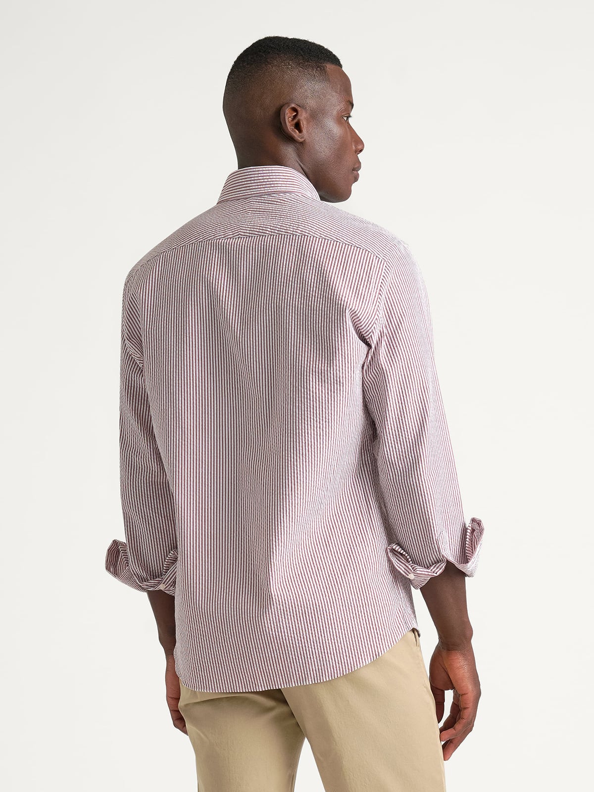 Proper Cloth Men's Portuguese Red and White Stripe Seersucker Custom Dress Shirt - Red, Size: 2XL, Big, Tall, 100% Cotton Proper Cloth Men's Portuguese Red and White Stripe Seersucker Custom Dress Shirt - Red, Size: 2XL, Big, Tall, 100% Cotton
