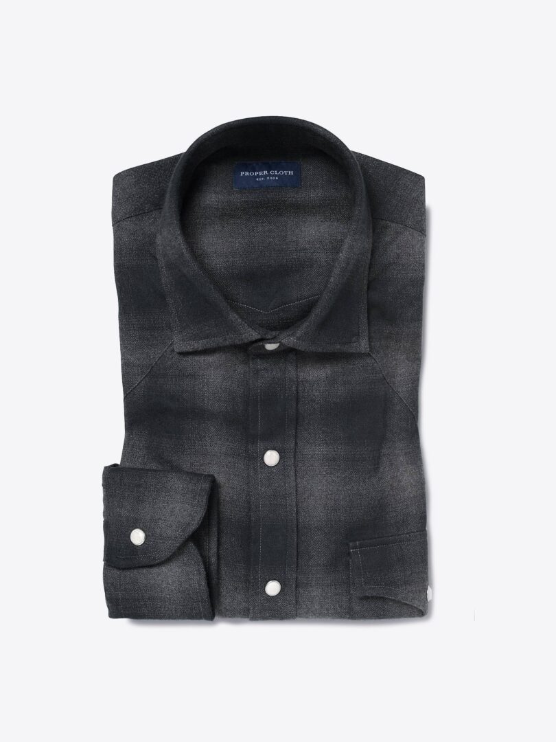 Canclini Charcoal Ombre Plaid Beacon Flannel Dress Shirt 