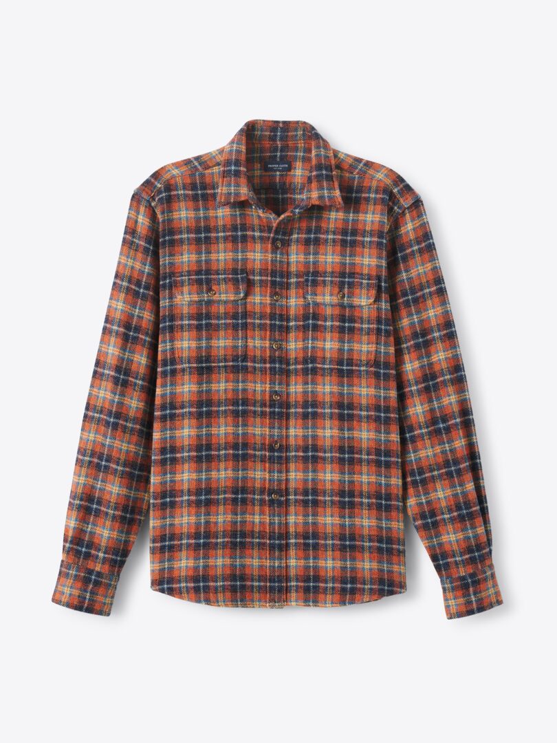 Men’s Japanese Orange Blue and Yellow Low Twist Plaid Thumb