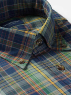 Men's Madras Check Button Down Short Sleeve Shirt | MUJI USA