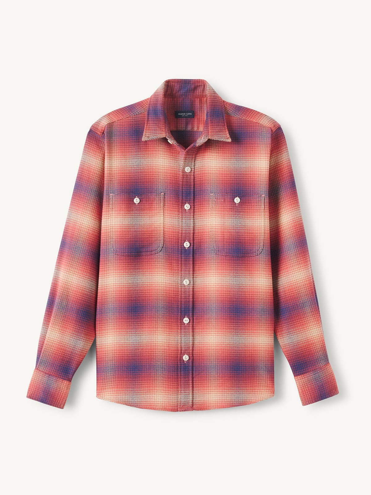 mens ombre dress shirt Scarlet Ombre Plaid Cotton Linen Blend Shirt