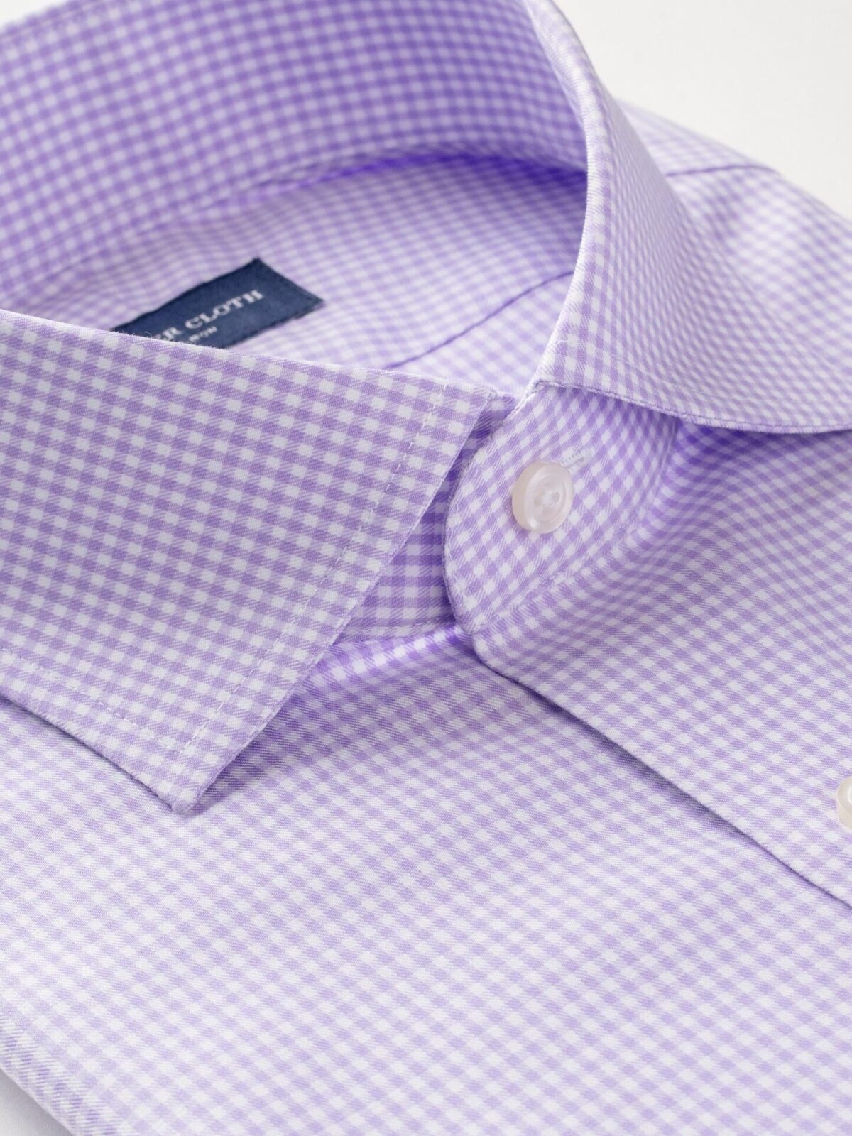 Spread Collar Dress Shirt in Lavender Gingham Poplin