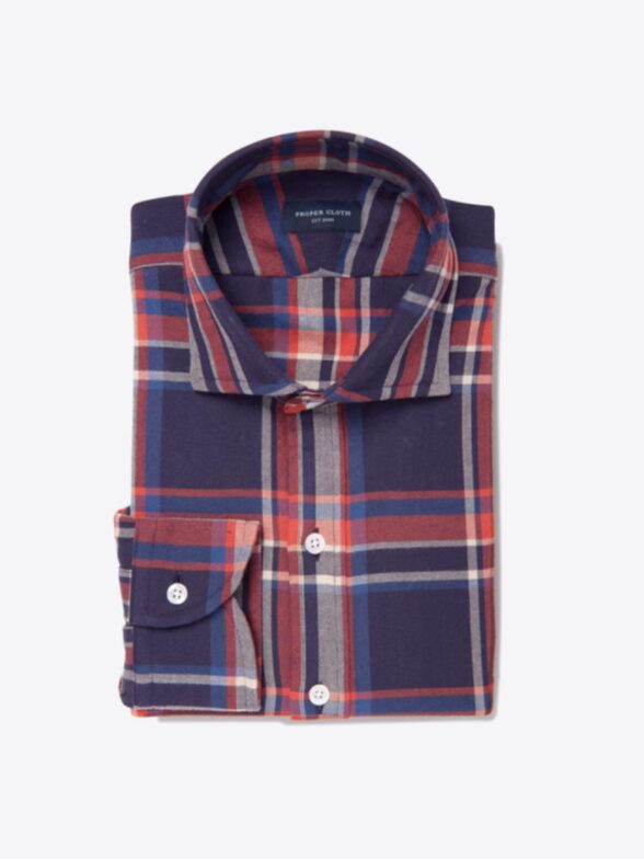 Japanese Vintage Navy and Red Plaid