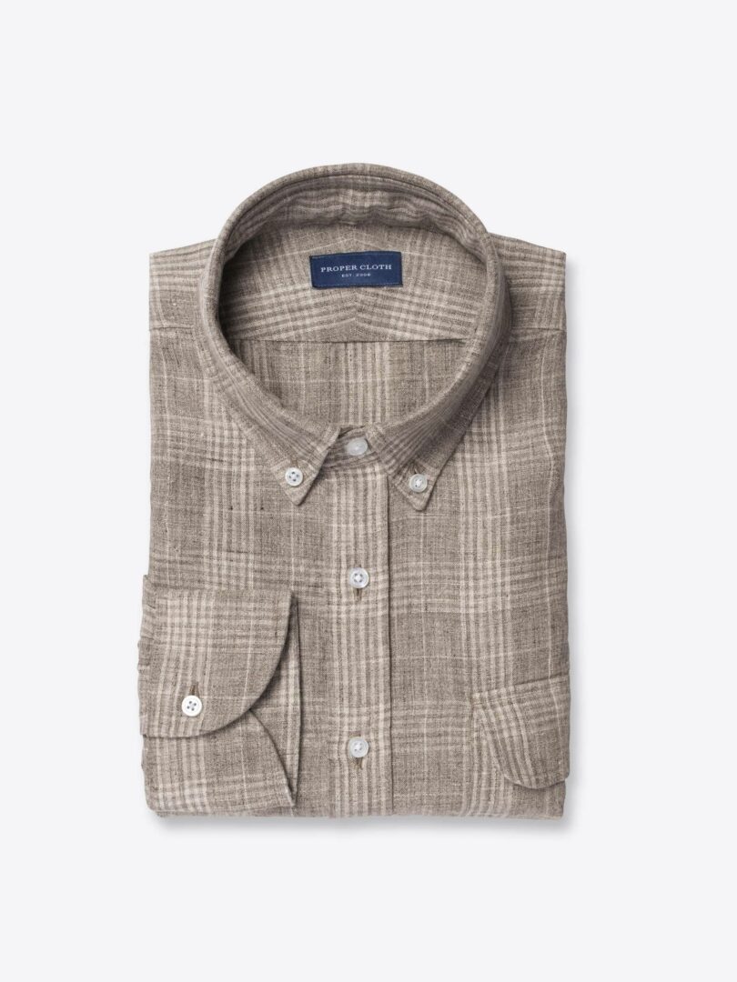 Tessuti di Sondrio Beige Plaid Linen 