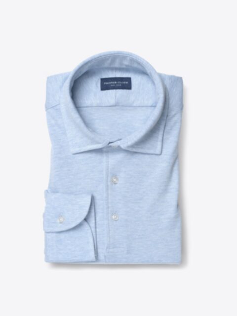 Shop Carmel Light Blue Tencel and Cotton Knit Pique