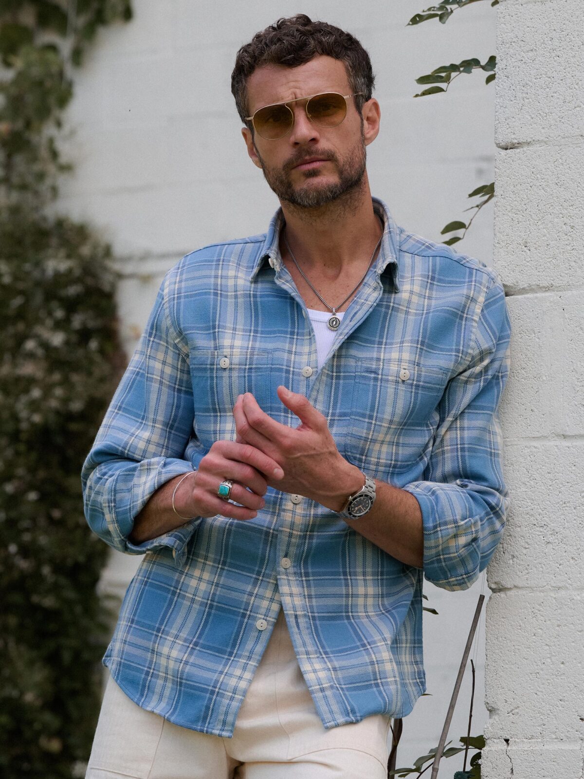The Jackson Shirt in Light Blue Large Plaid