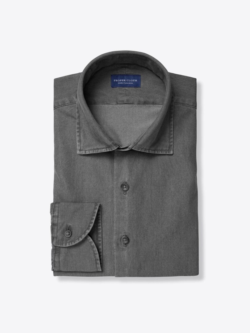 Albiate Washed Grey Denim Shirts by Proper Cloth