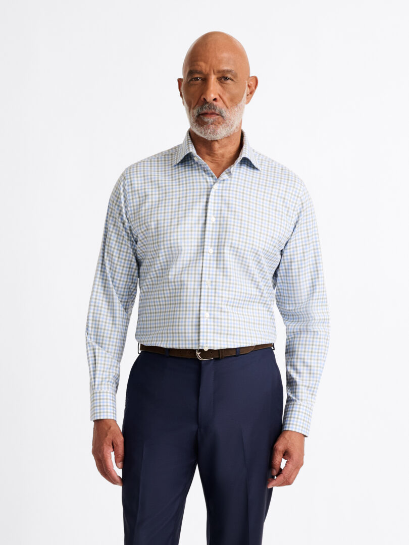 Non-Iron Supima Blue and Sage Multi Gingham Thumb Detail