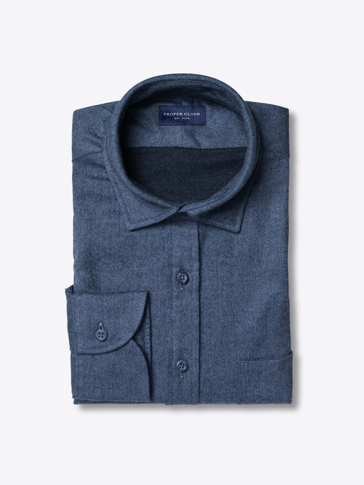 Canclini Slate Melange Twill Beacon Flannel Shirt by Proper Cloth