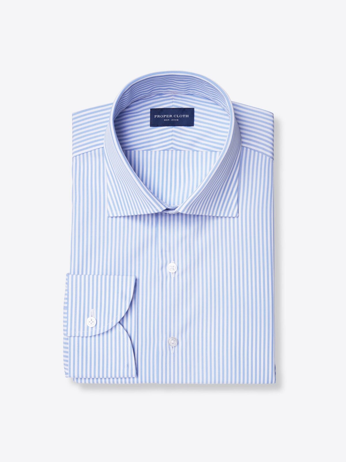 Thomas Mason Light Blue Bengal Stripe Broadcloth Shirt by Proper Cloth