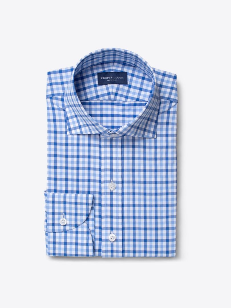Performance Light Blue Large Multi Gingham Custom Made Shirt 