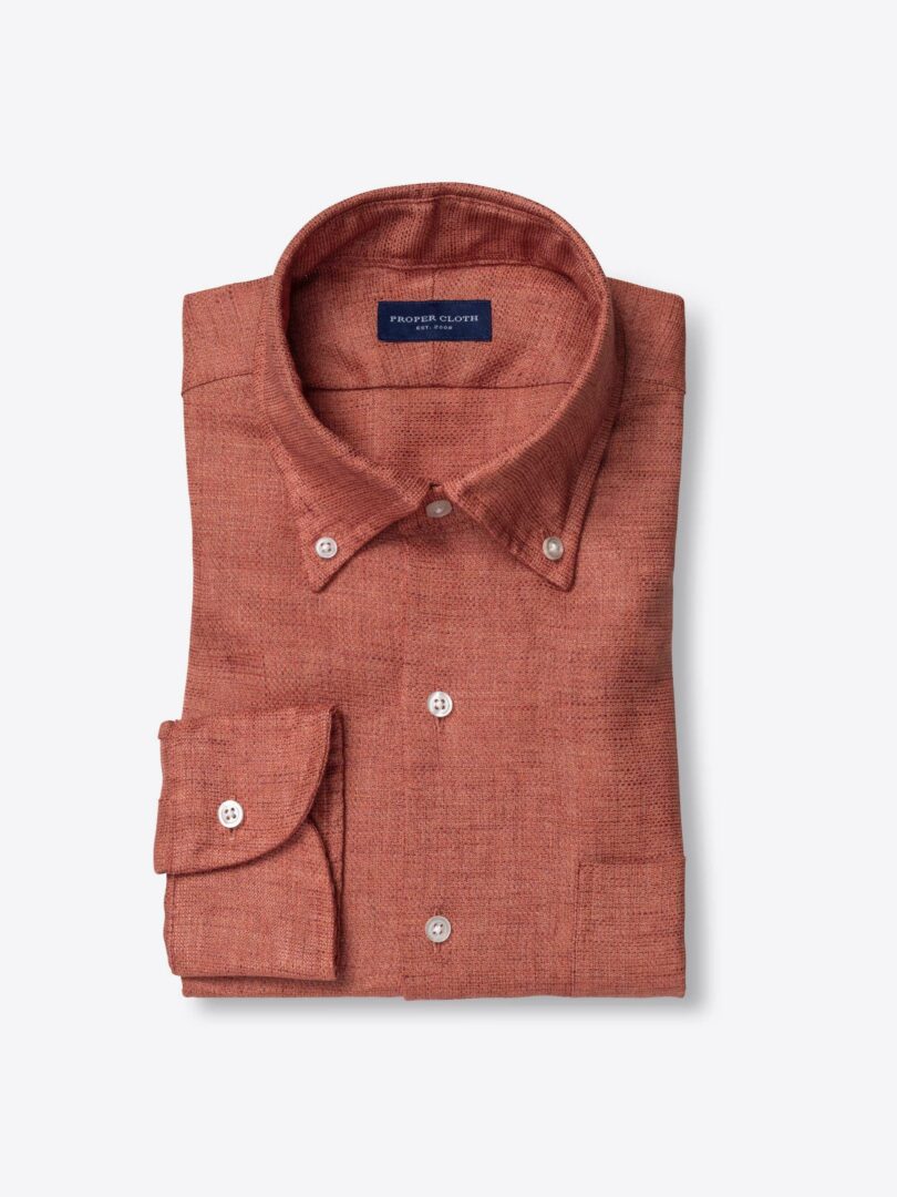 Albini Washed Sienna Linen Hopsack 
