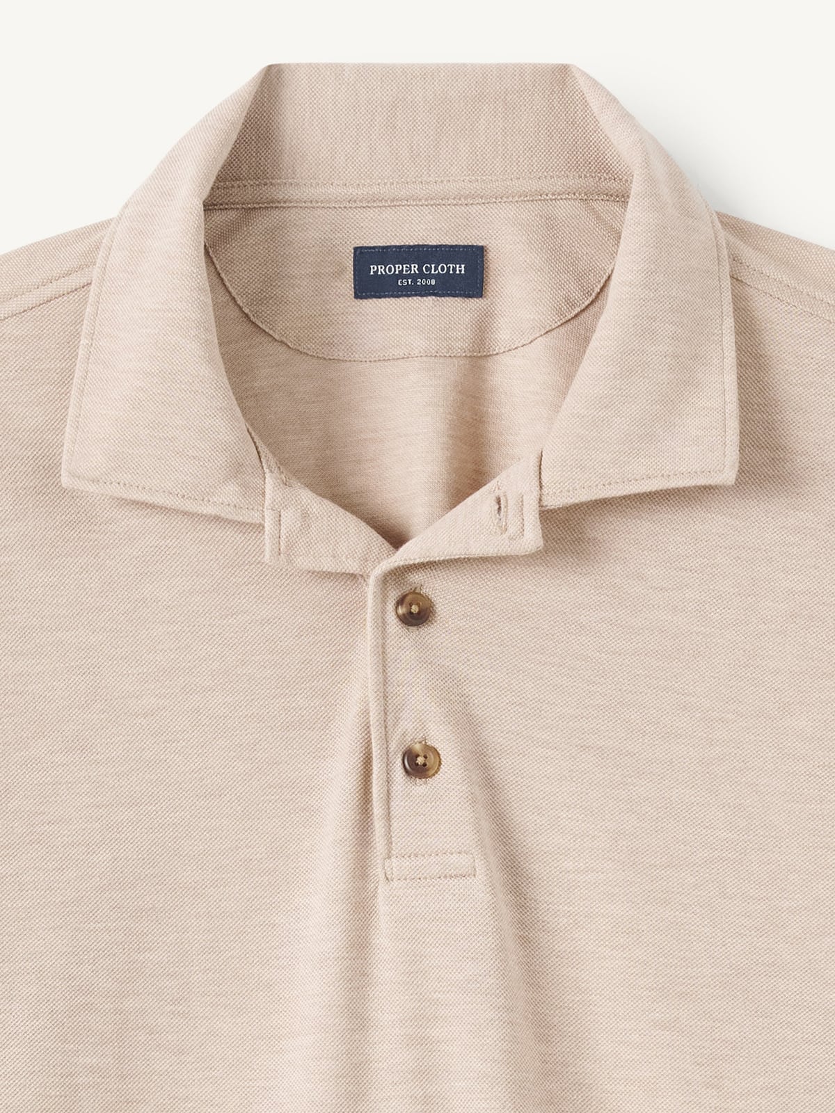 トップス pedestalpolo The Easy Care Long Sleeve Polo in Taupe Melange