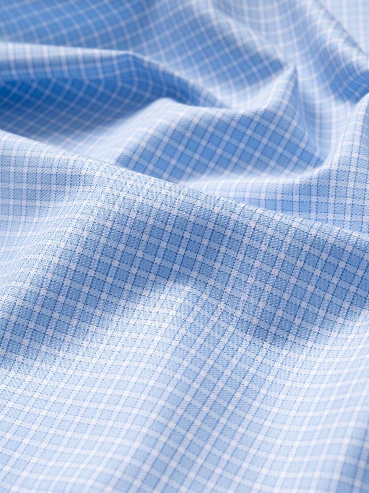 Non-Iron Stretch Light Blue Multi Grid Twill Shirts by Proper Cloth