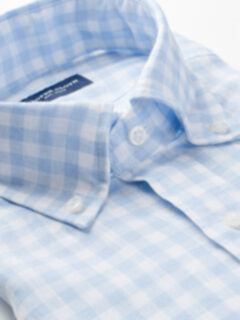 Light Blue Gingham Linen Dress Shirt Shirt by Proper Cloth