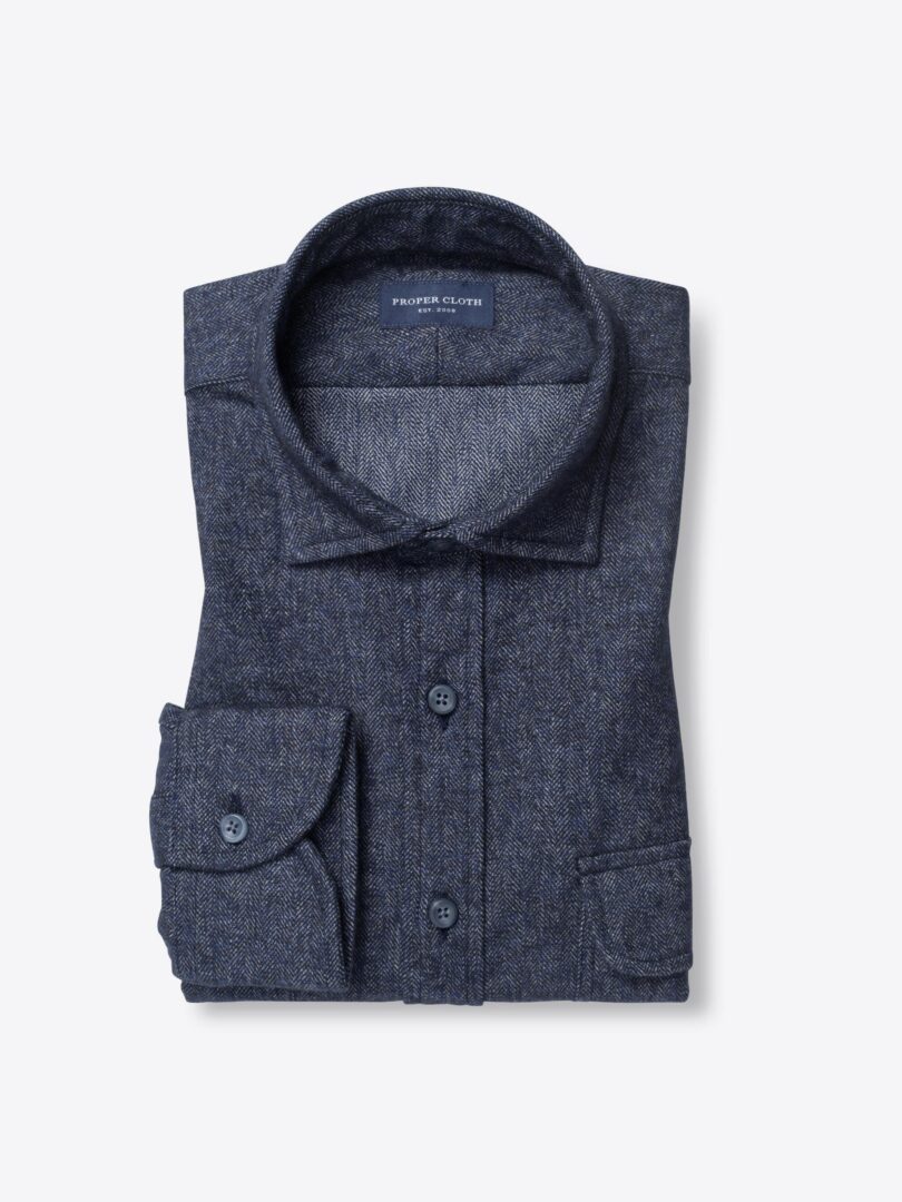 Wythe Slate Melange Herringbone Flannel 