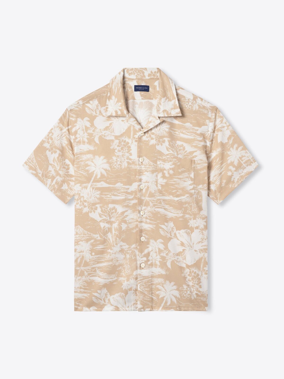 Japanese Beige Aloha Print Shirt by Proper Cloth