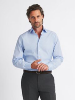 The Thomas Mason Luxury Broadcloth Shirt in Light Blue End-on-End