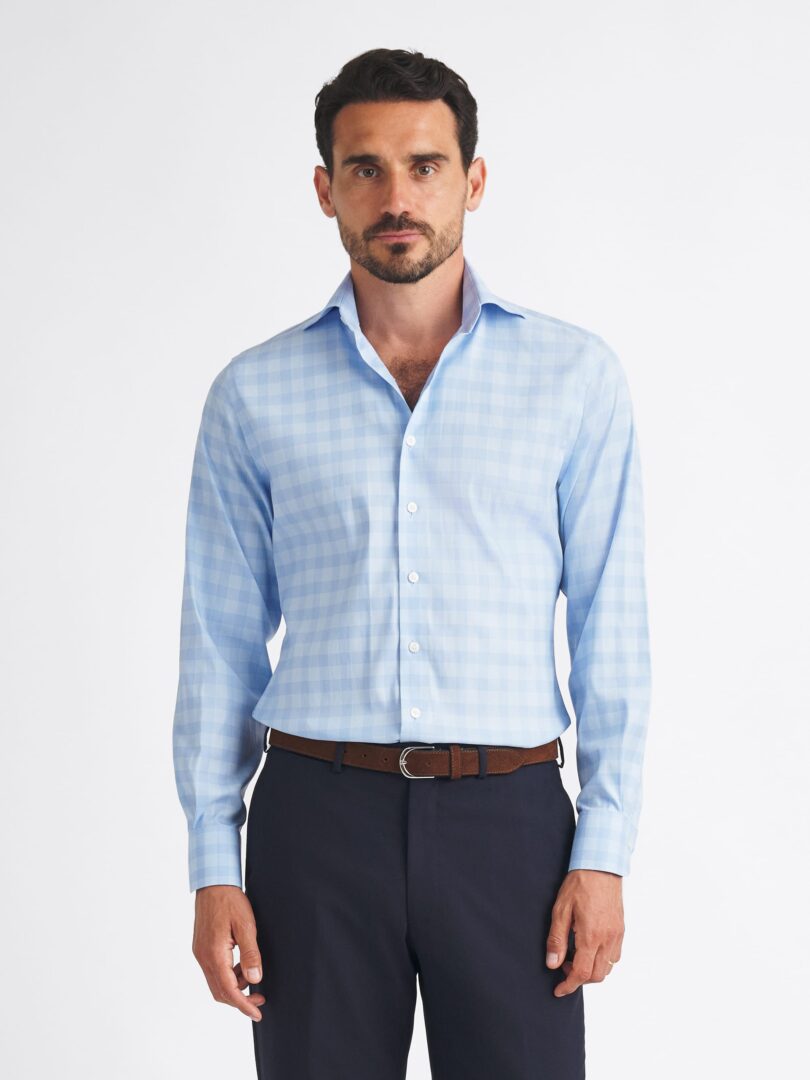 slim fit dress slacks Mens Slim Fit Non Iron Cotton Performance Stretch Twill Dress Shirt –  Adonis Shirts Inc main image 1