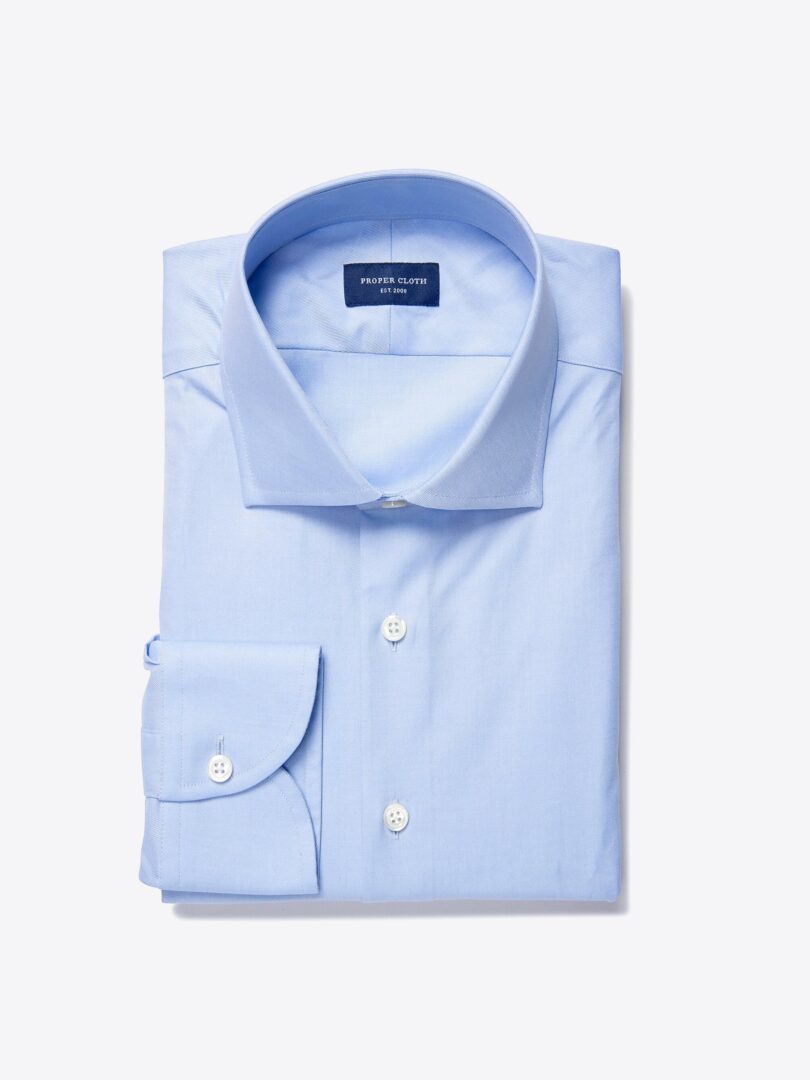 Thomas Mason Light Blue Fine Twill Custom Made Shirt 