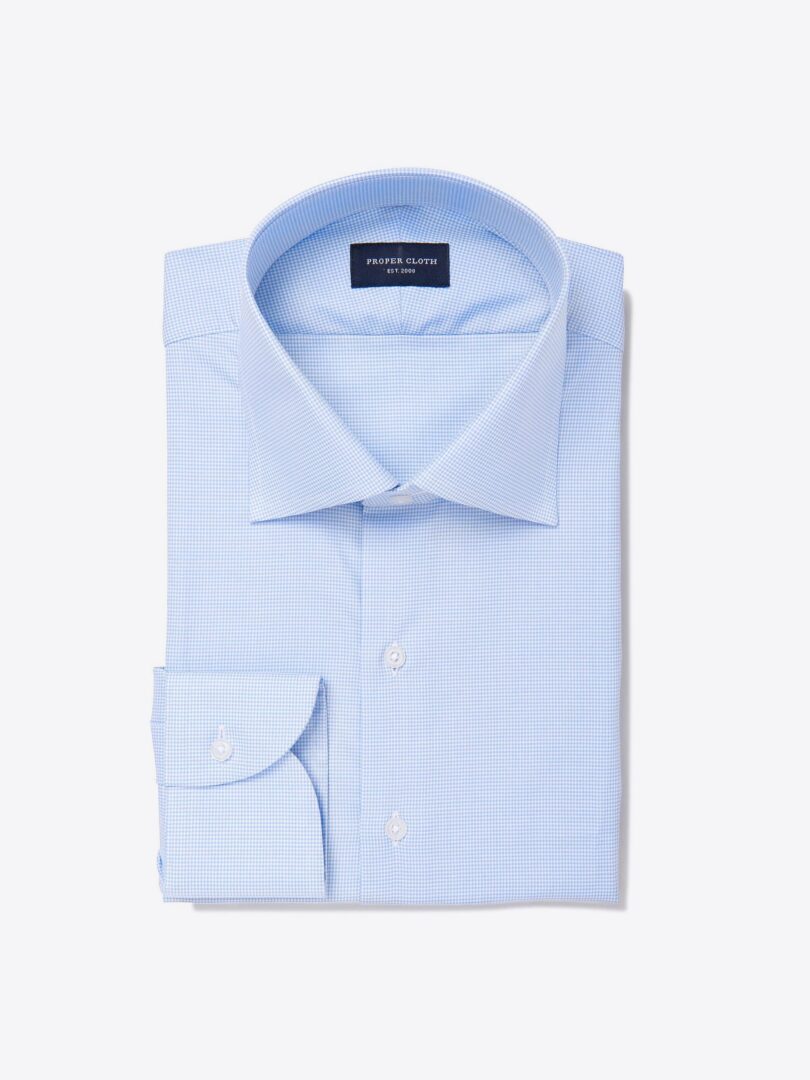 Morris Wrinkle-Resistant Light Blue Houndstooth Men's Dress Shirt 