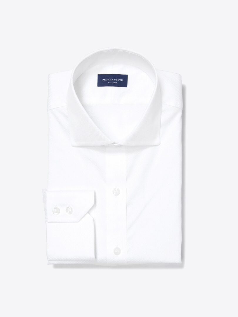 White Jacquard Weave Tailor Made Shirt 