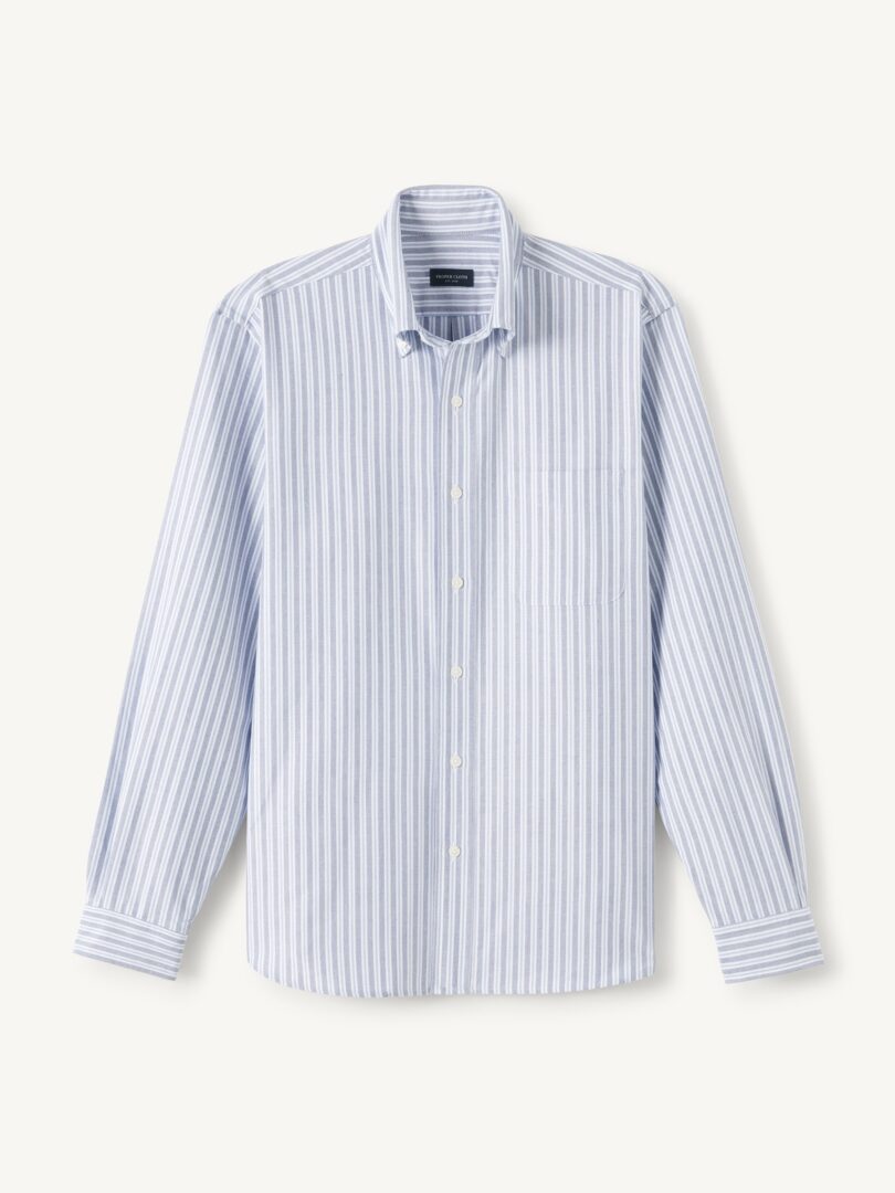 American Pima Slate and Sky Stripe Oxford Cloth Product Image