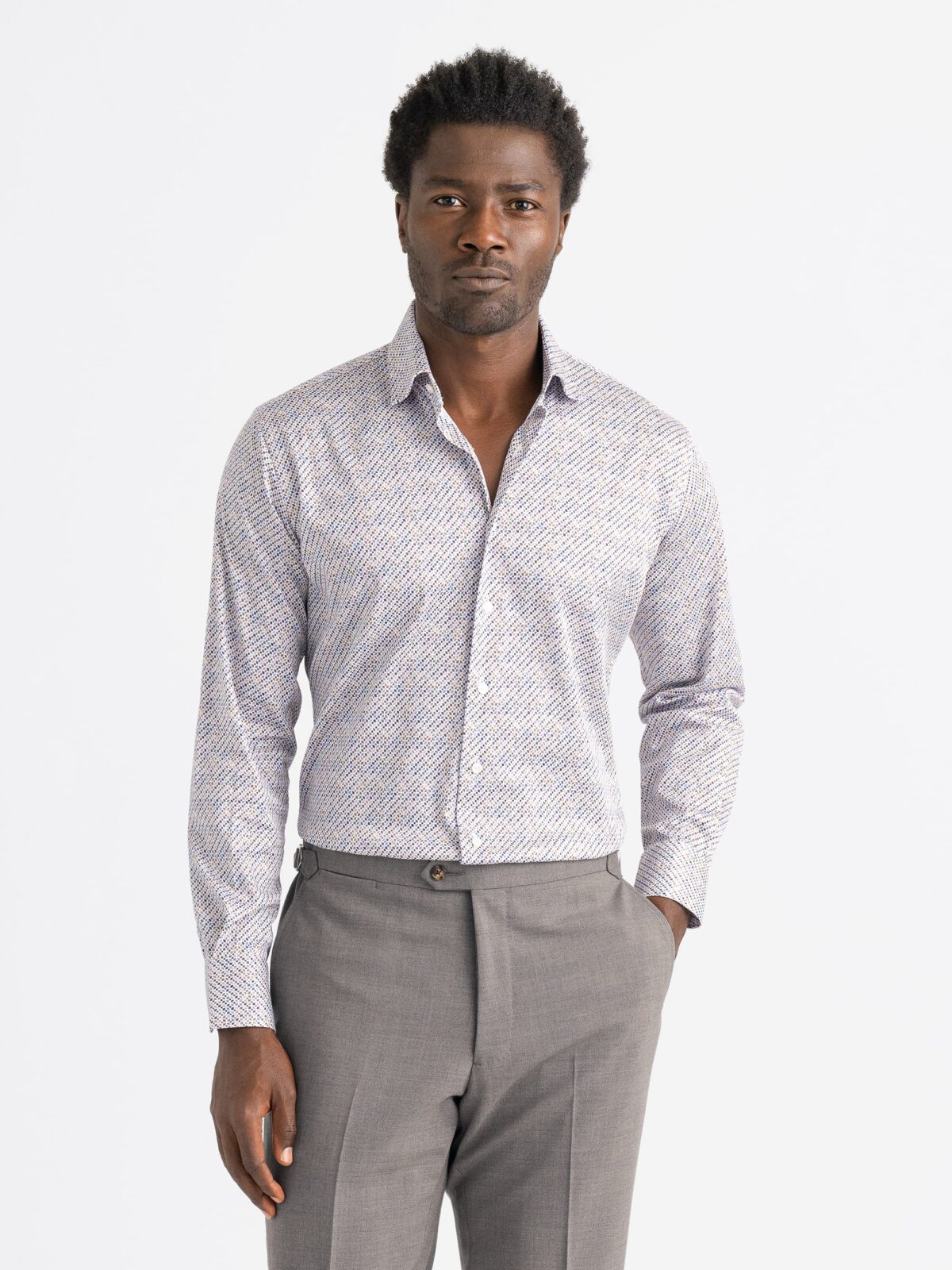 The Franklin Printed Stretch Dress Shirt in Multicolor Microdot