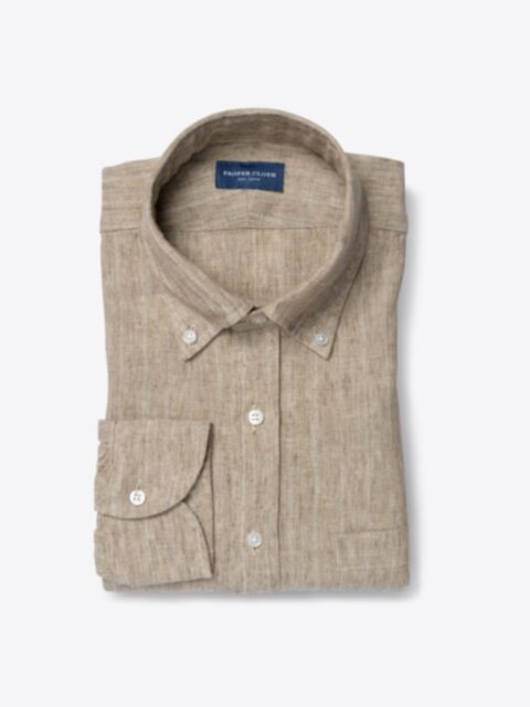 Shop Leomaster Beige Pinstripe Linen
