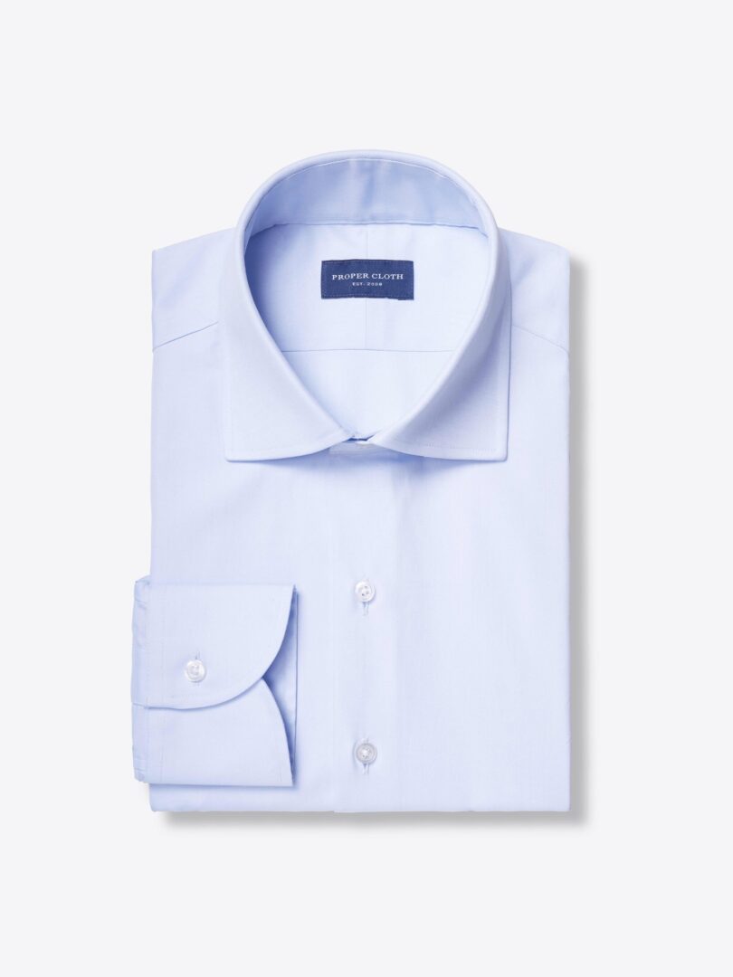 Thomas Mason Light Blue 100s Fine Twill Custom Dress Shirt 