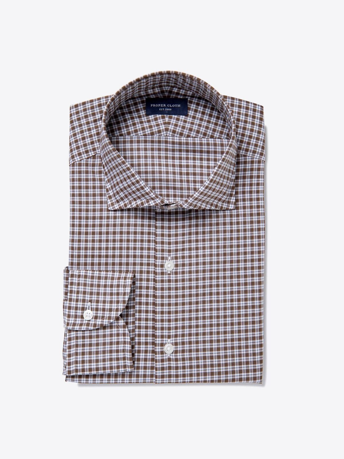 mens brown check dress shirt Oskar Easy Care Dress Shirt for Tall Men in Iris Mini Check