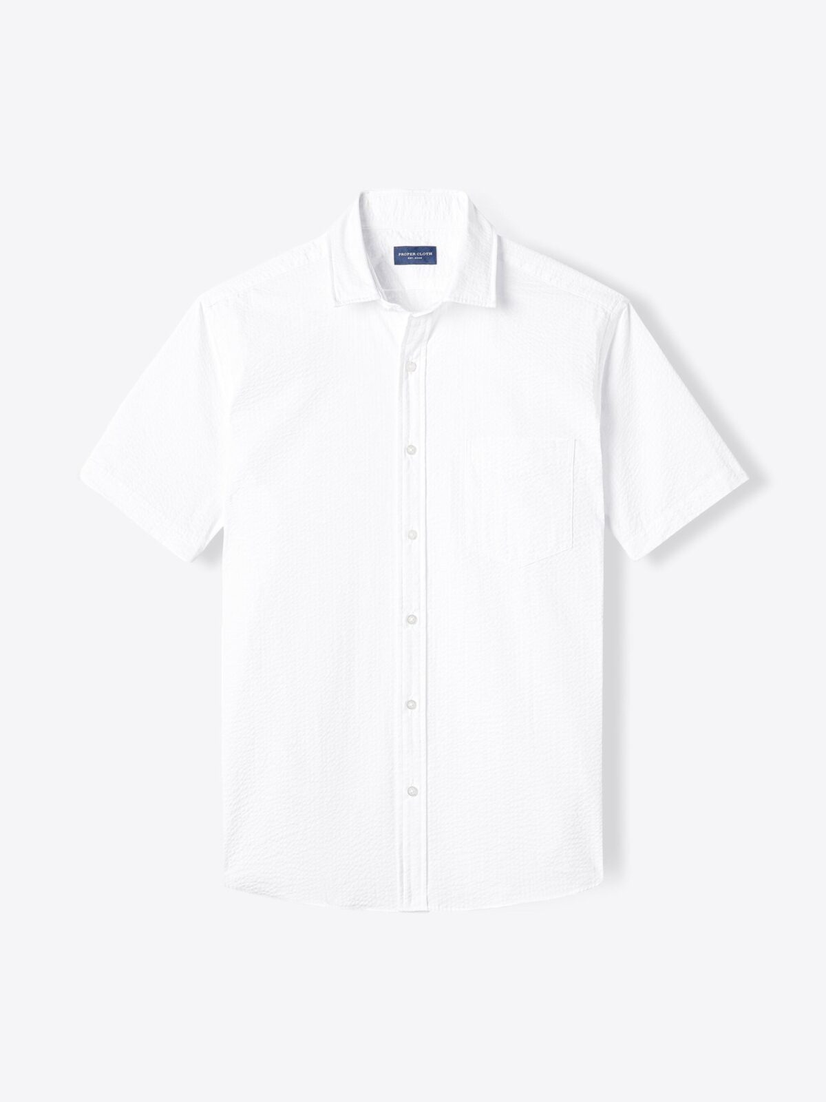 Short Sleeve Portuguese White Seersucker Shirt