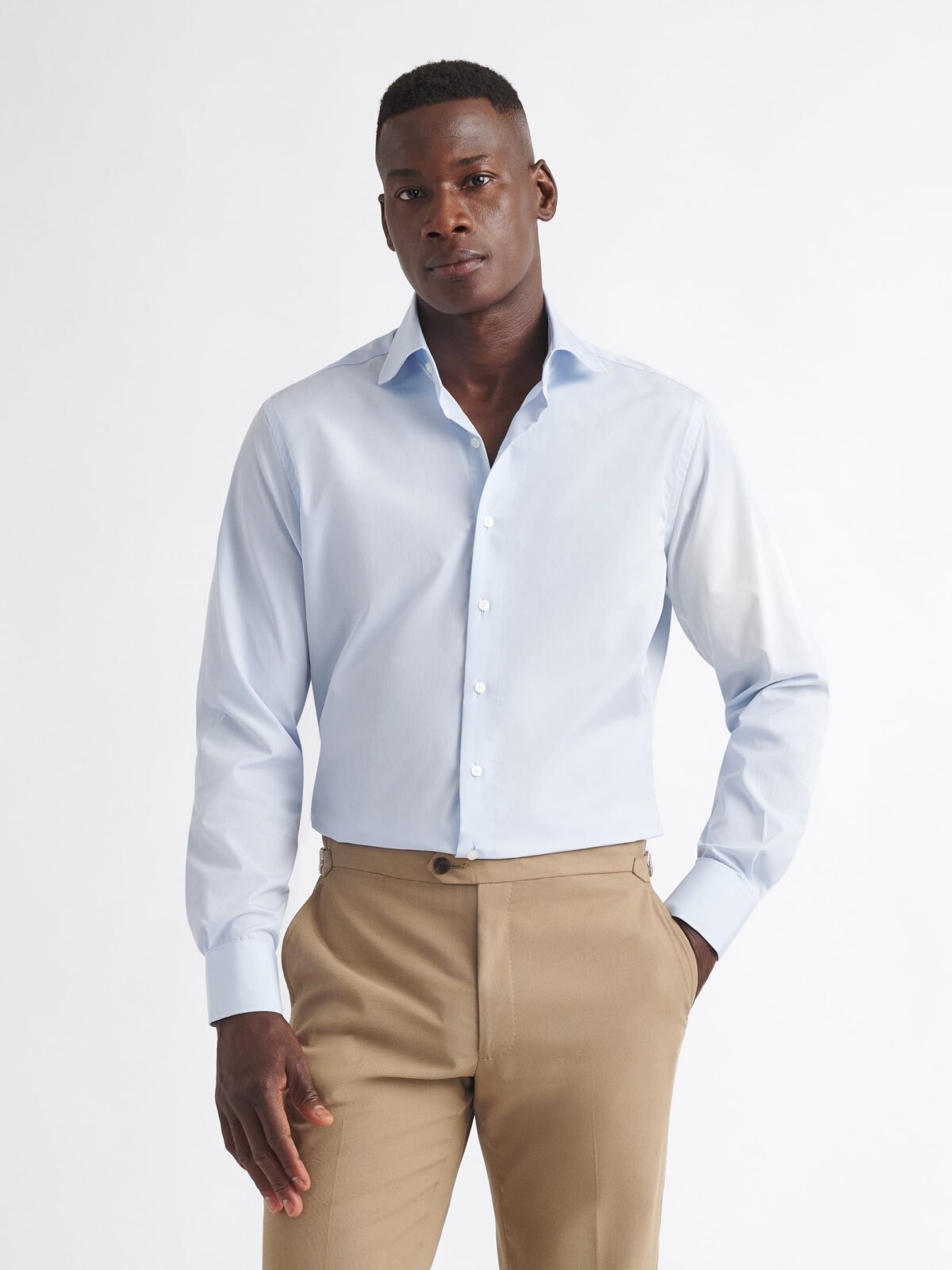 The Thomas Mason Luxury Broadcloth Shirt in Light Blue