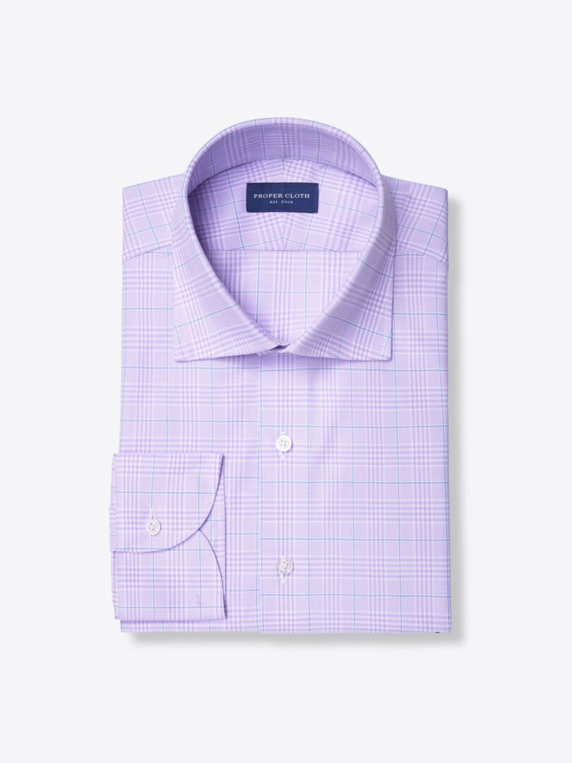 Thomas Mason Wrinkle-Resistant Lavender and Blue Prince of Wales Check 