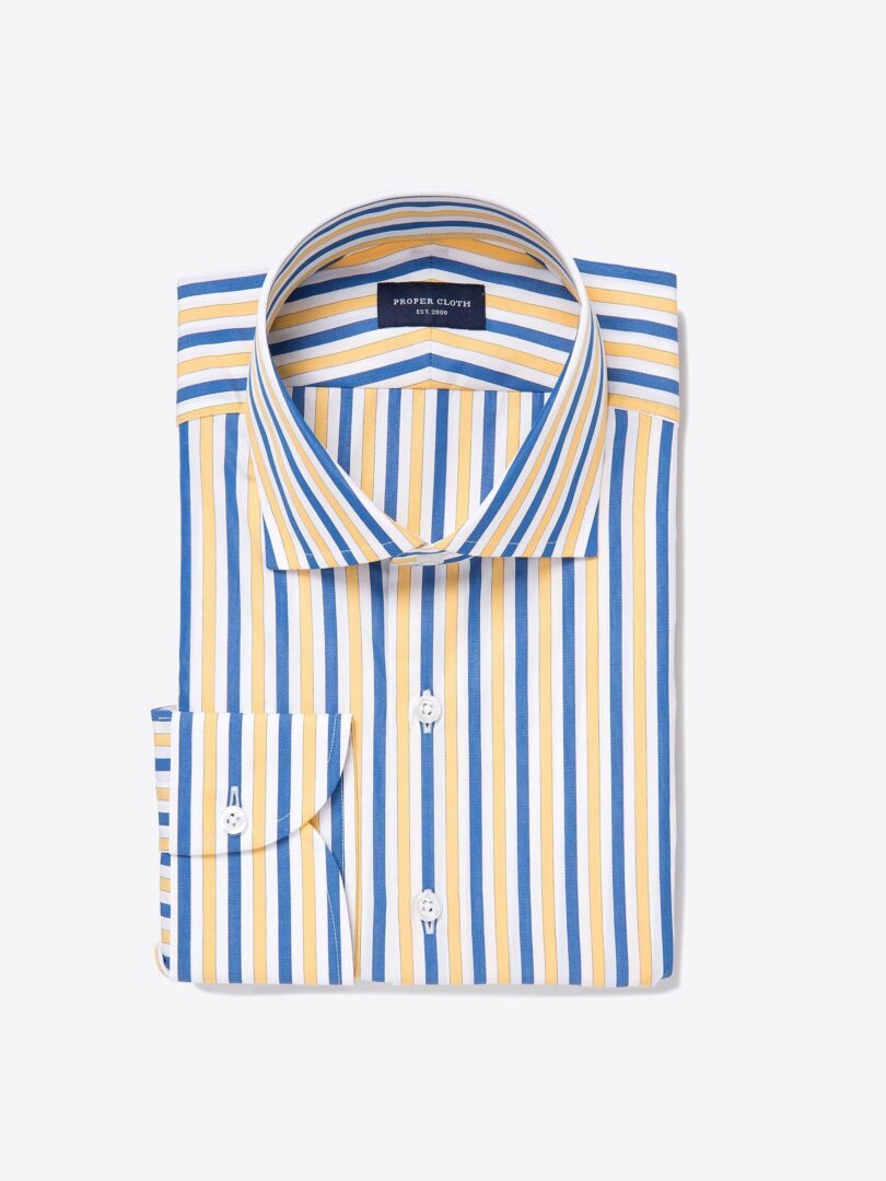 Stanton Yellow and Blue Wide Stripe Tailor Made Shirt 