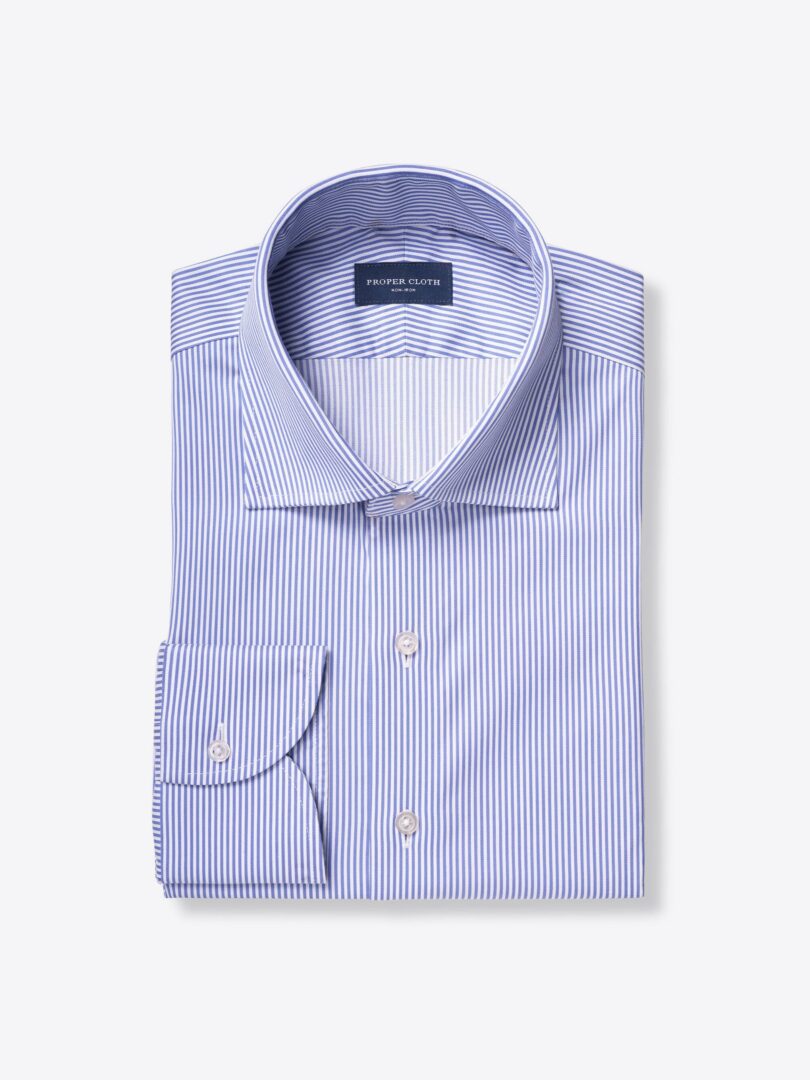 Thomas Mason Non-Iron Blue Fine Bengal Stripe Product Image