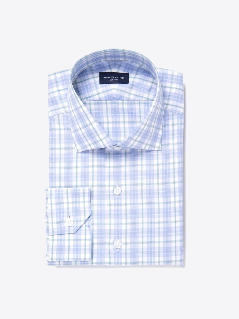 Siena Sky Blue and Green Multi Check Tailor Made Shirt 