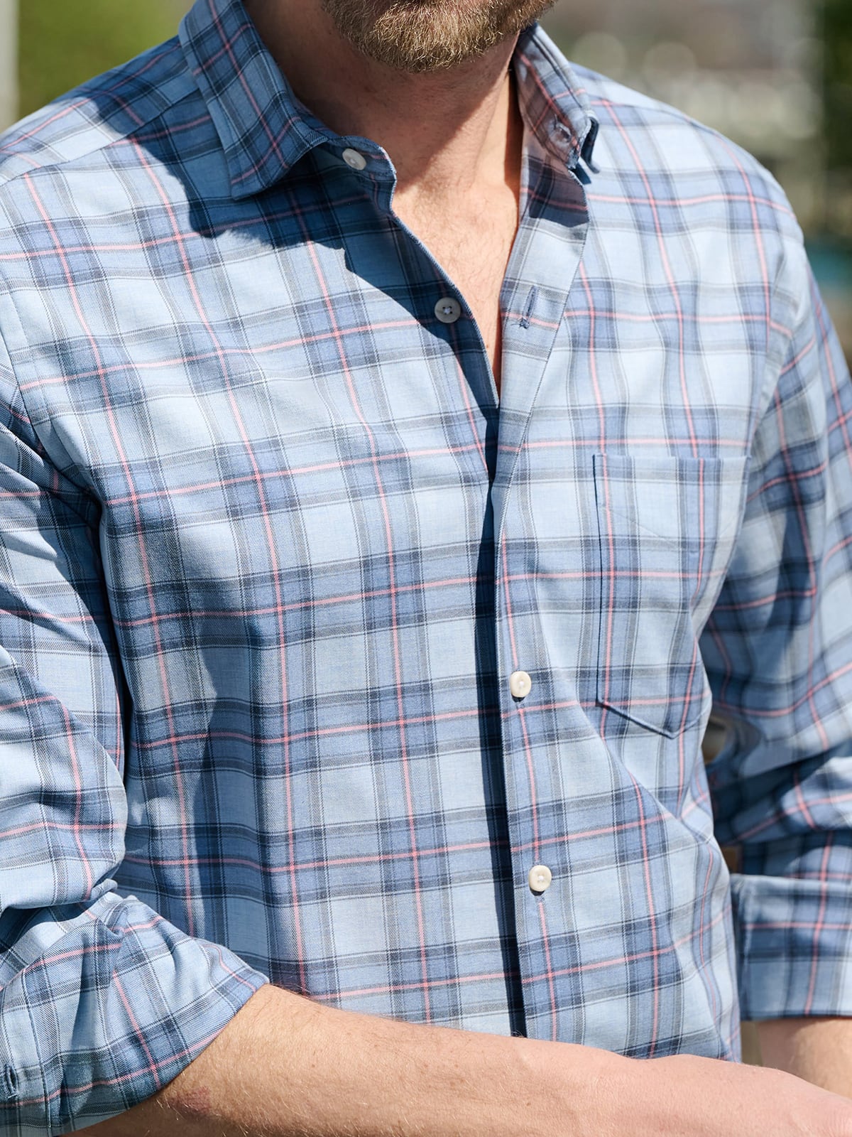 malibu blue men's dress shirts Men's Long Sleeve Shirt Malibu Woven Linen Light Blue and White Stripe