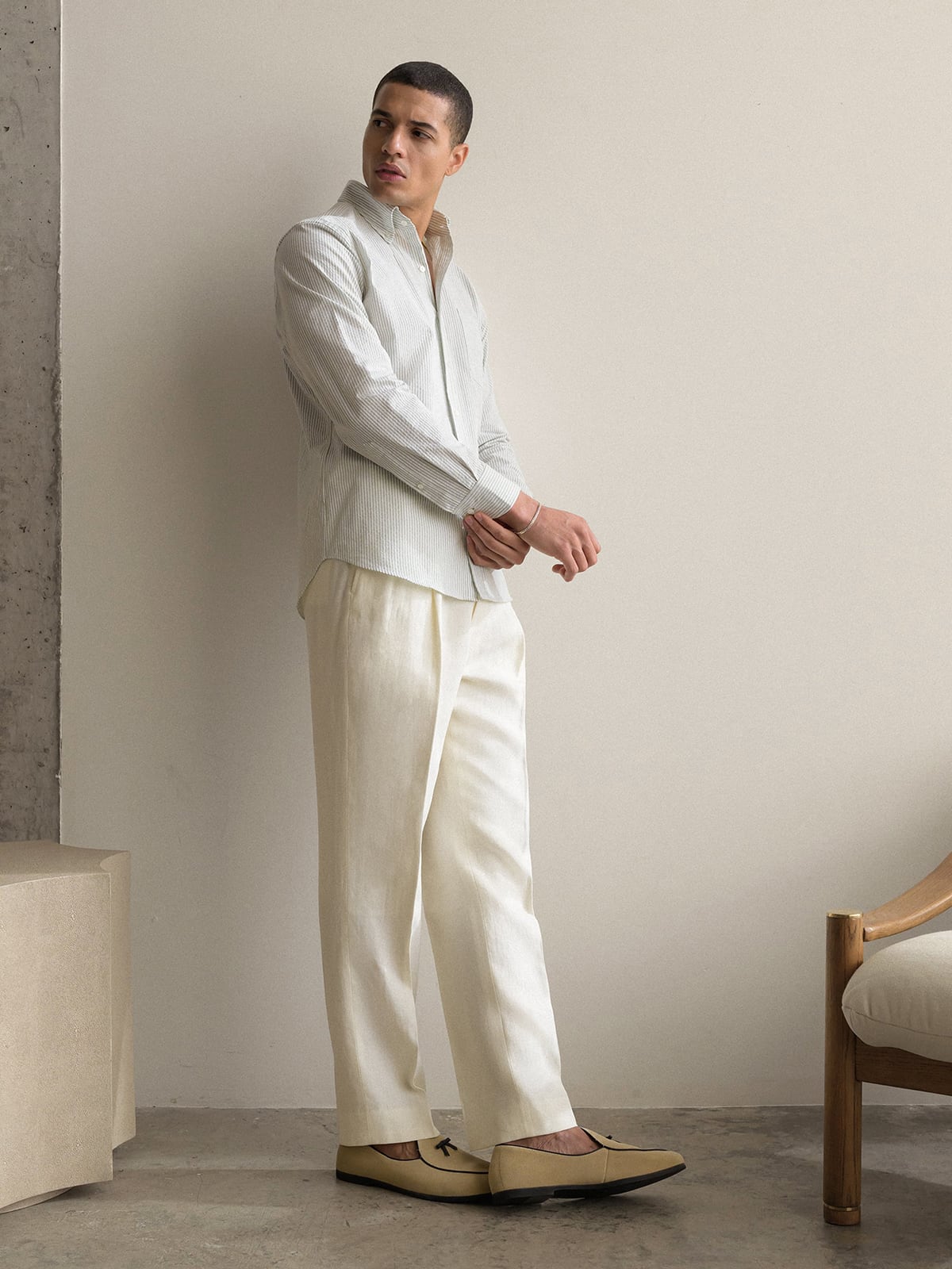 seersucker dress shirt Men's Shirts | Riley Mint Green Stripe Short Sleeve and wear Proper Cloth Men's Portuguese Green