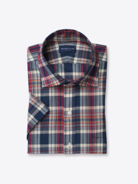 Shop Red Navy and Ecru Indian Madras