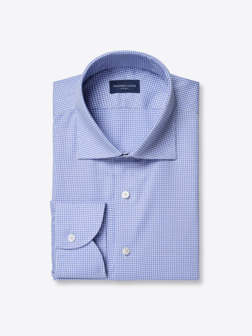 Non-Iron Stretch Blue Gingham Twill Product Image